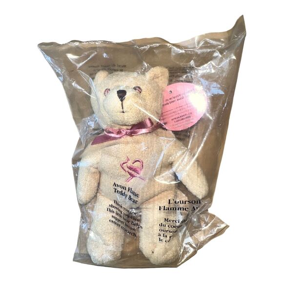Avon Canada Flame Teddy Bear 2001 Breast Cancer sealed original package - Picture 1 of 5